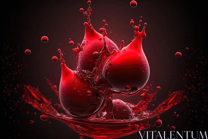 Captivating Red Liquid Splash on Dark Background - Abstract Art AI Image