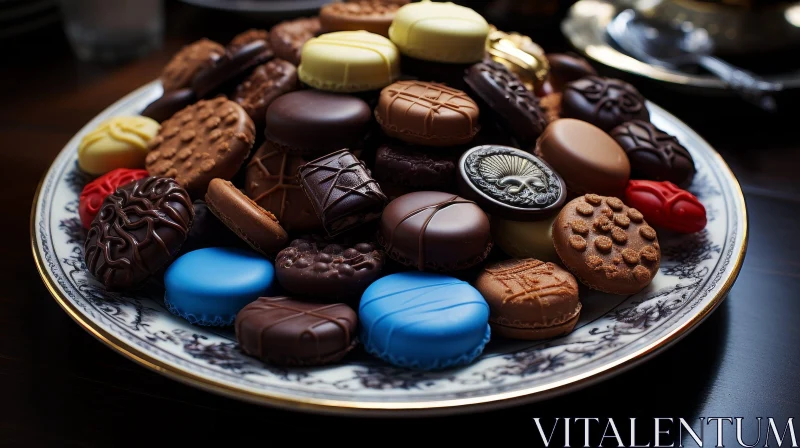 Delicious Plate of Chocolates - Close-up Image AI Image
