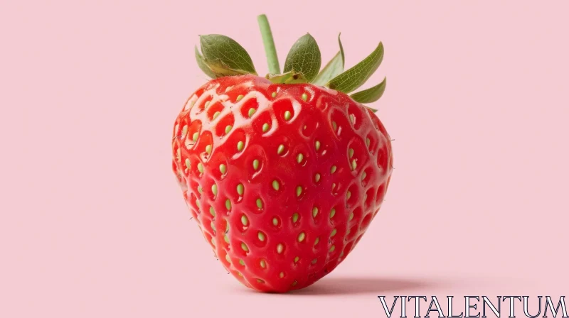 Delicious Red Strawberry on Pink Background AI Image