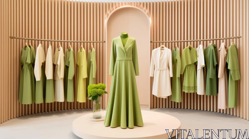 AI ART Green-themed Clothing Store Interior