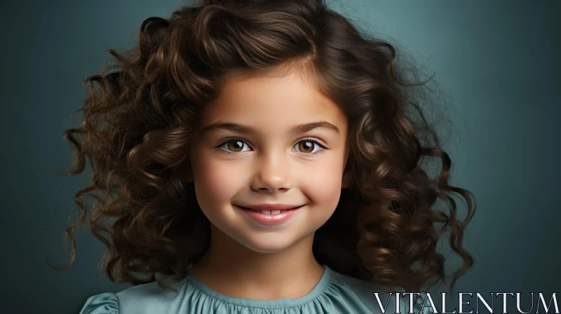 Smiling Little Girl Portrait in Studio AI Image