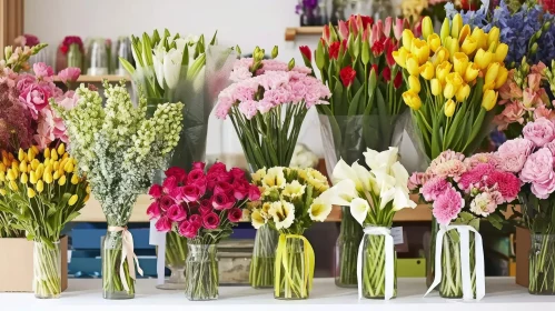 Exquisite Flower Arrangement in Glass Vases