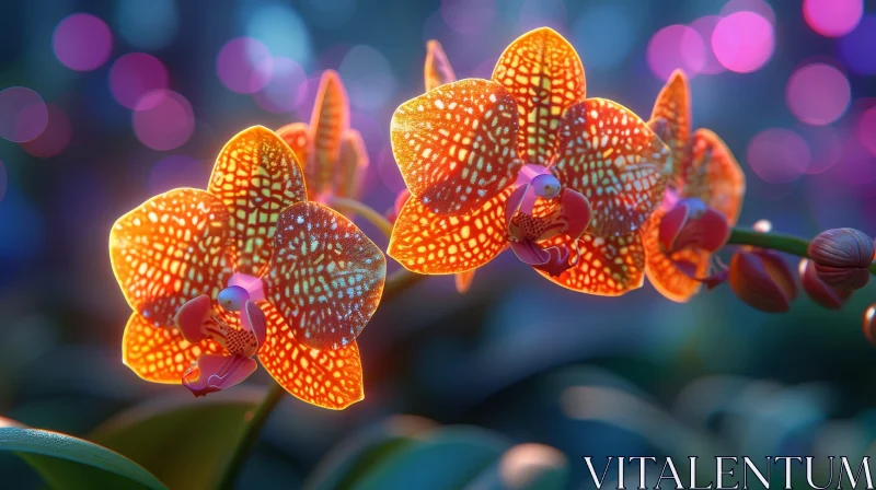 Orange Orchids in Full Bloom: Captivating Floral Display AI Image