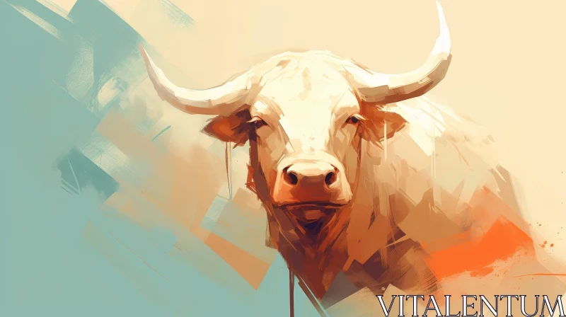 Realistic Bull Painting - Artwork of a Majestic Bull AI Image