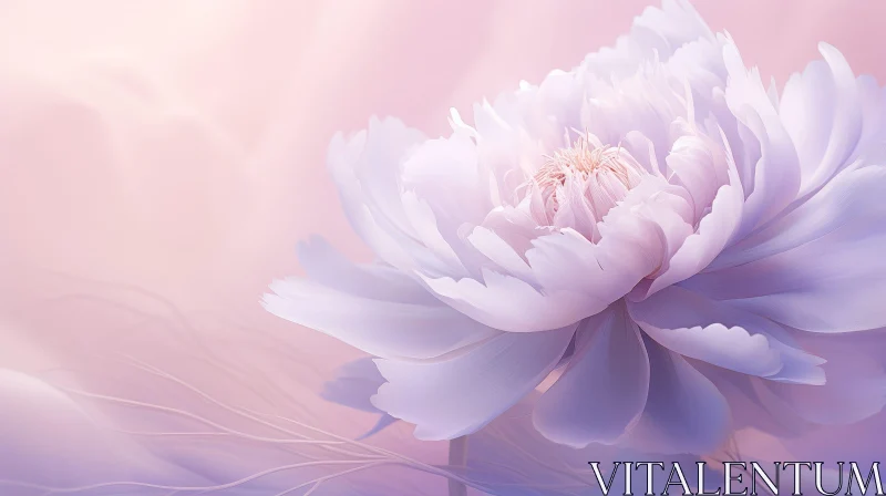 AI ART Tranquil White Flower with Soft Pink Petals