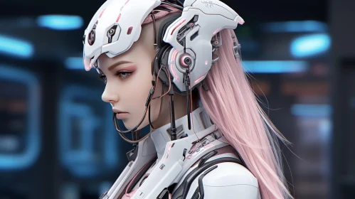 Cybernetic Woman in Futuristic Armor Portrait