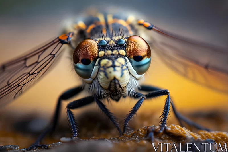 Mesmerizing Dragonfly Close-Up: Captivating Photo of Vibrant Eyes AI Image