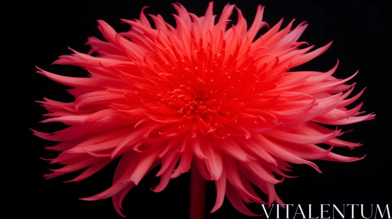 Red Dahlia Flower Close-Up: Symmetrical Beauty in Full Bloom AI Image