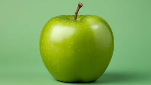 Green Apple with Brown Stem - Close-up Photo