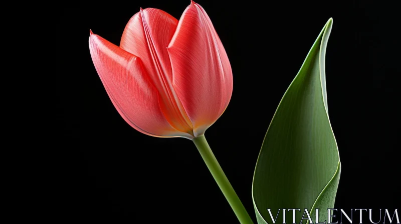 Red Tulip in Full Bloom AI Image