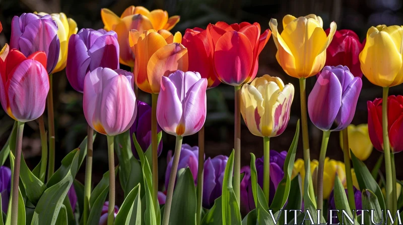 AI ART Vivid Field of Tulips - Nature's Beauty Captured
