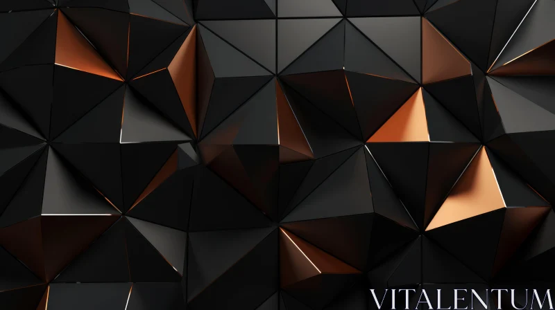 Black and Copper Geometric Surface - 3D Abstract Art AI Image
