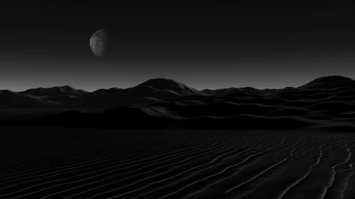 Enigmatic Desert Landscape - Black and White