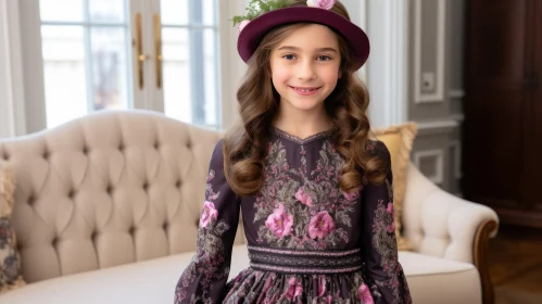 Innocent Joy: Young Girl in Purple Dress Smiling