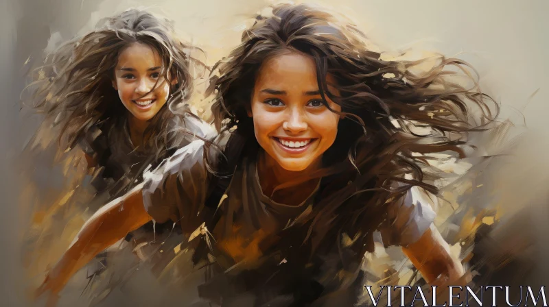 Joyful Young Girls Painting AI Image