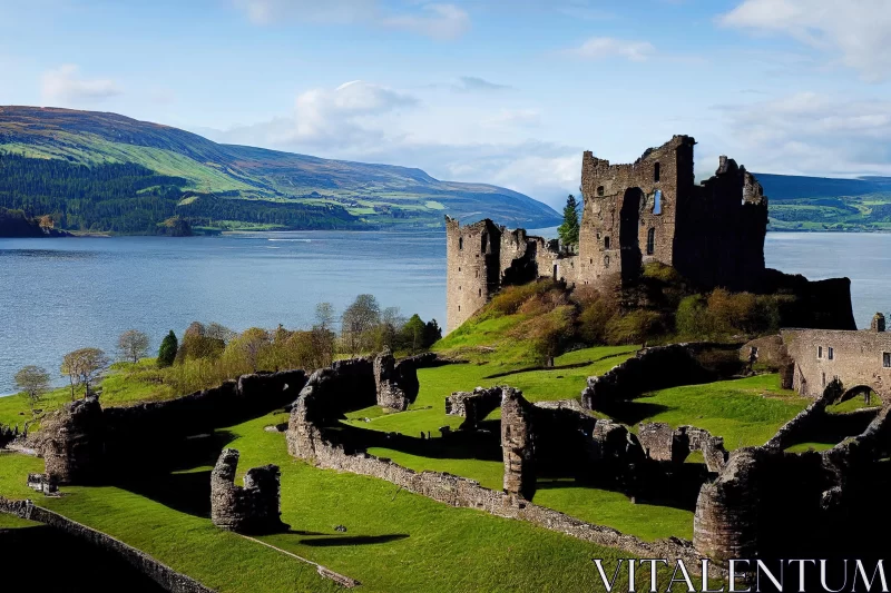 Majestic Castle in Serene Scottish Landscapes | Grandiose Ruins