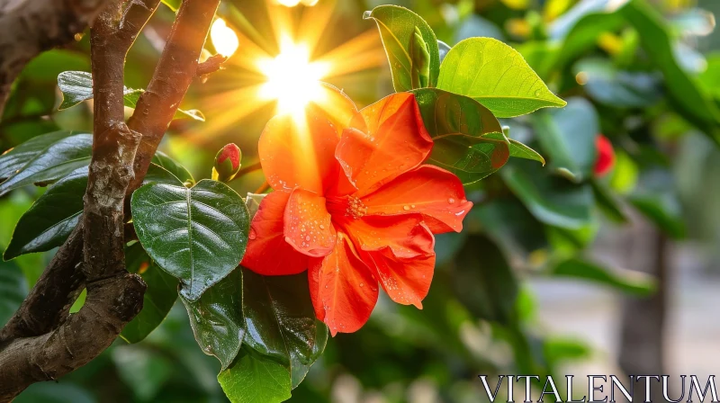 Red Hibiscus Flower Bloom Close-up AI Image