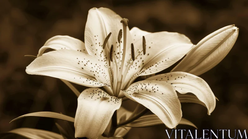Sepia Lily Flower Close-Up AI Image