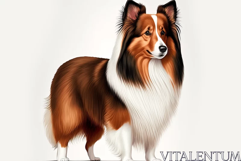 Colorful Caricature Illustration of a Brown and White Collie Dog AI Image