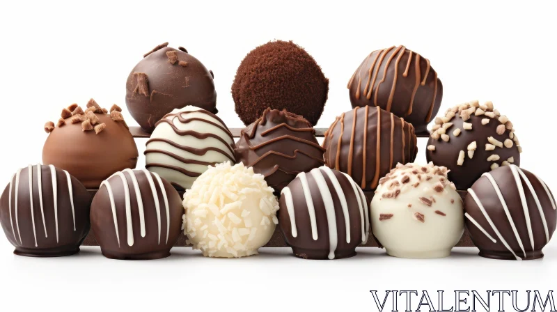 Delicious Chocolate Truffles Assortment on White Surface AI Image