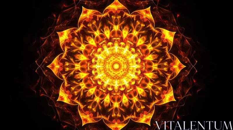 Golden Glowing Mandala - Abstract Art Piece AI Image