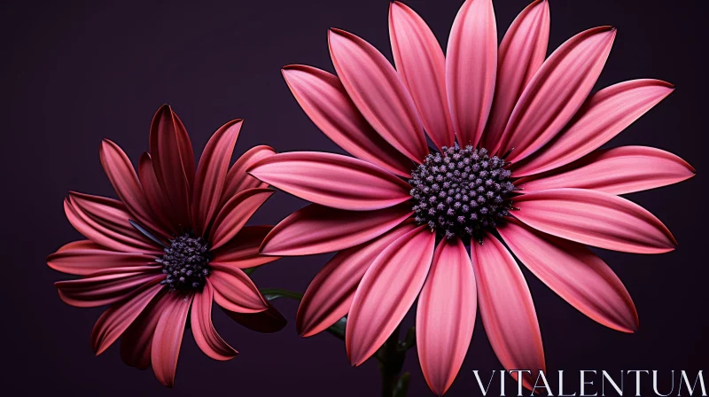 Pink Daisies Close-Up: Floral Beauty in Focus AI Image
