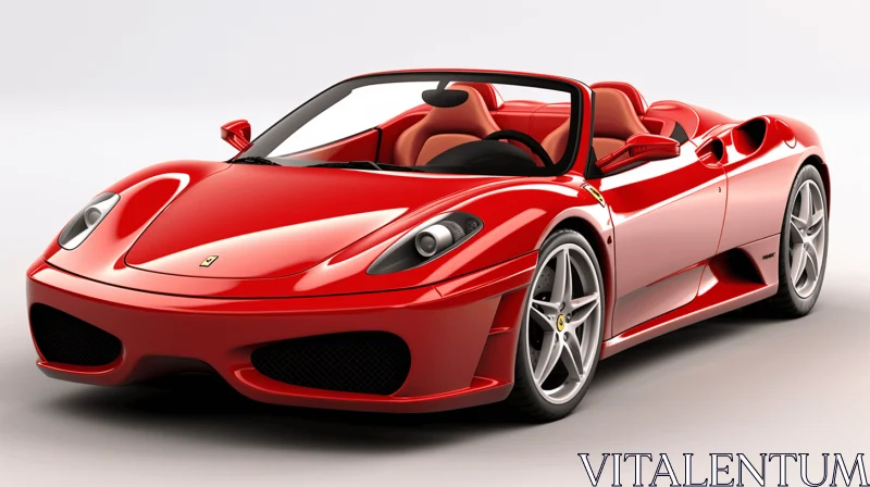 Red Ferrari Sports Car in Precise Hyperrealistic Style AI Image