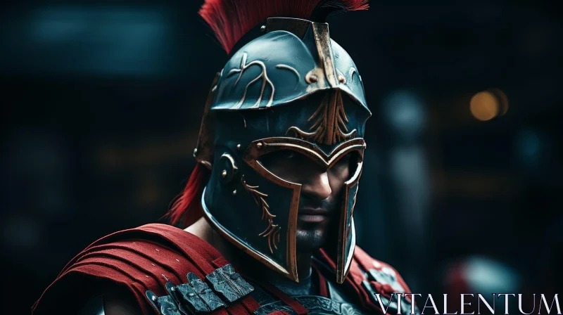 Roman Soldier Close-up Portrait AI Image