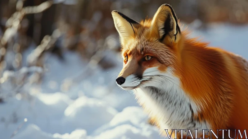 Graceful Red Fox in Winter Forest AI Image