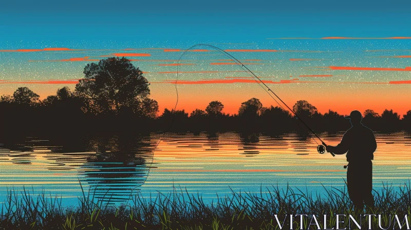 AI ART Serene Sunset Fishing Scene