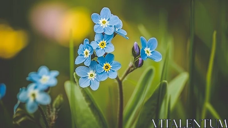 Beautiful Blue Flowers Close-up AI Image