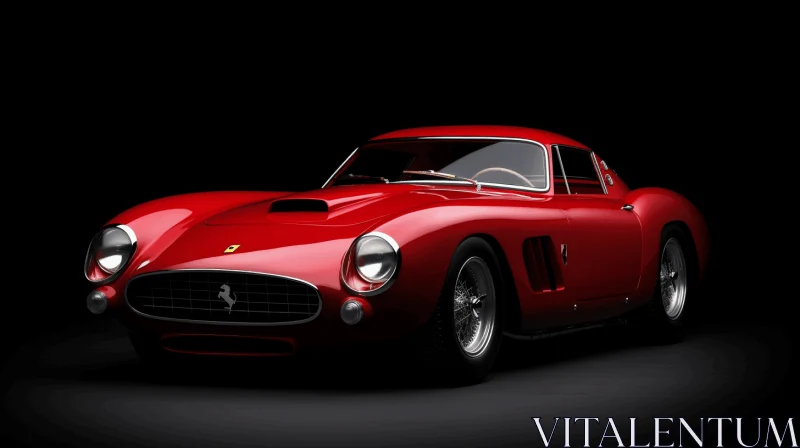 Captivating Red Ferrari Sports Car Artwork | Dark Background AI Image