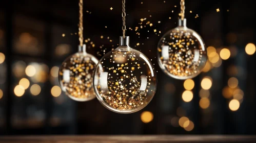 Christmas Balls 3D Rendering - Festive Gold Chain Decor
