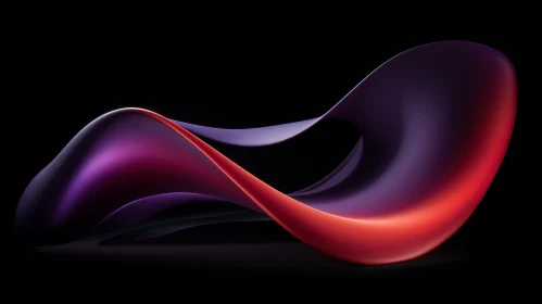 Curved Shape 3D Rendering in Red and Purple Gradient