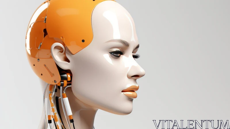 AI ART Female Android Head 3D Rendering