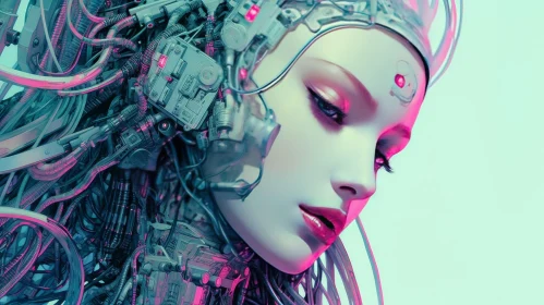 Futuristic Cybernetic Woman in White Bodysuit