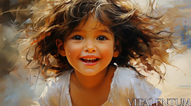 AI ART Joyful Young Girl Portrait Painting