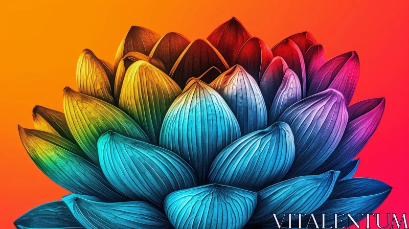 Rainbow-Colored Lotus Flower Close-Up AI Image