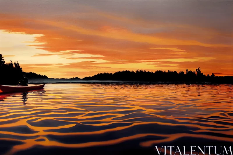 Vivid Canoe Painting | Luminous Seascapes | Contemporary Canadian Art AI Image