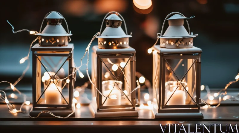 Warm and Inviting Lanterns with Candles AI Image