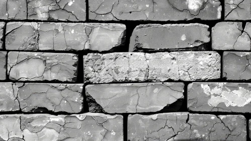 Weathered Brick Wall Texture | Aged Cracks | Monochrome Image