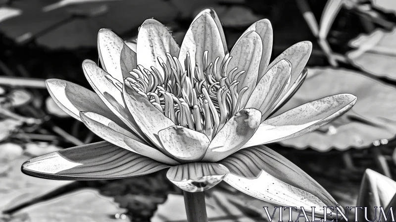 Beautiful Water Lily Flower in Bloom AI Image