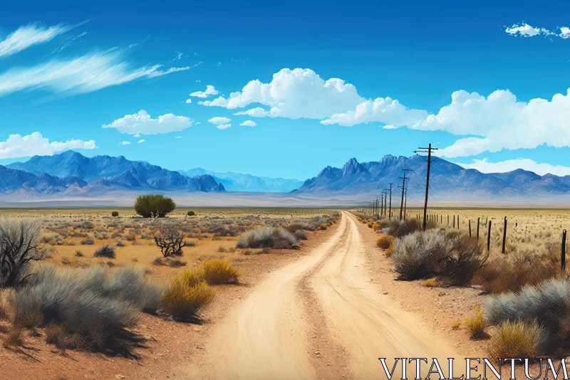 Captivating Hyperrealistic Illustration of a Dirt Road with Bushes AI Image