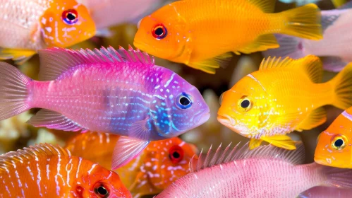 Colorful Fish Swimming in Coral Reef - Underwater Marine Life