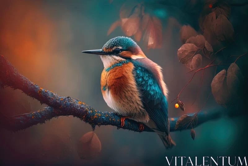 Kingfisher in the Trees HD Wallpaper - Moody Tonalism, Realistic Color Palette AI Image