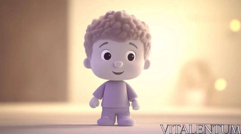 3D Cartoon Character - Happy Little Boy AI Image
