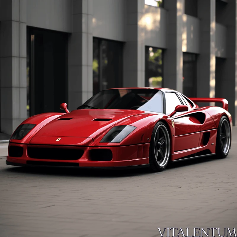 Captivating Red Ferrari Sabre: Hyper-Detailed Rendering AI Image