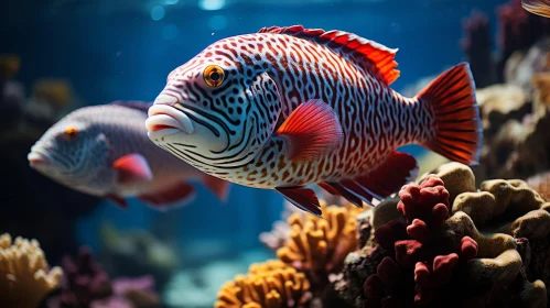 Graceful Striped Fish Swimming in Blue Waters