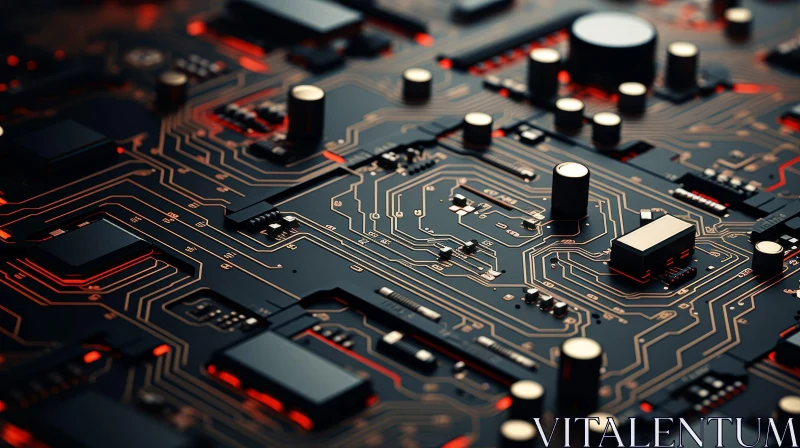 Intricate Printed Circuit Board Close-Up AI Image