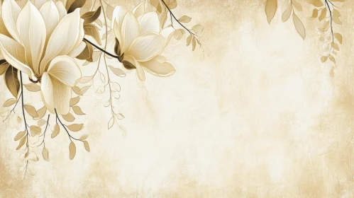 Vintage Floral Magnolia Background - Creamy Beige Theme